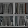 Curtains For Window Gray Sheer And Solid Panels Various Home Decor Styles 3d model