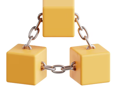 Geometric Decorative Ornament Set with Yellow Cubes Linked by Silver Chains 3d model
