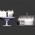 Delicious Chocolate Cake Topped With Cherries And Cream Sliced On Pedestal Tray And Covered Whole