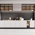 Modern Wine Cabinet Design With White Cabinets Black Backdrop Wine Bottles And Decorative Items