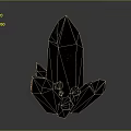 Red Crystal Stone with Shiny Polyhedral Shape on Gray Background Surface