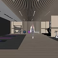 Modern Fitness Gym Interior With Yoga Mats Treadmill And Exercise Bikes