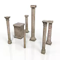 Classical Ancient Stone Columns And Decorative Architectural Pillars With Different Heights And Various Designs 3d model