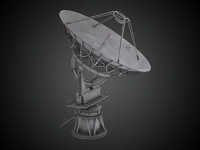 Advanced Military Weapon Radar With Large Dish Antenna And Metal Support Frame 3d model