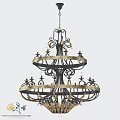 Vintage Multi tiered Metal Chandelier With Gold And Black Candle Holders Design