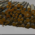 Stacked Natural Wooden Logs with Rustic Brown and Gray Surface Texture
