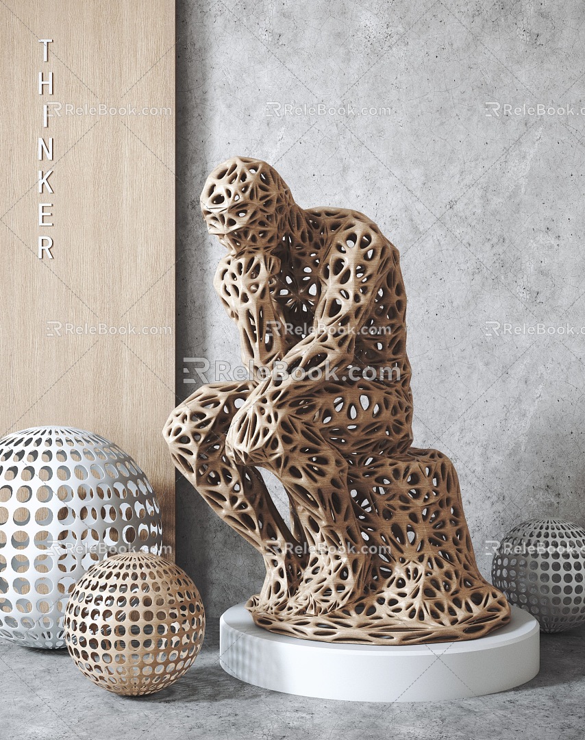 Modern Sculpture Thinker Art Sculpture Decorative Ornaments 3d model