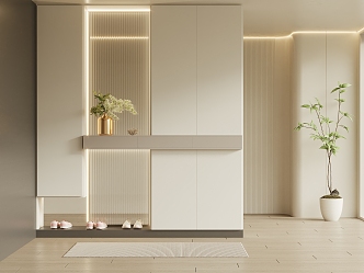 Modern Shoe Cabinet Cream Shoe Cabinet Partition Wardrobe 3d model