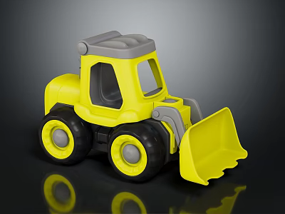 Yellow Toy Bulldozer With Grey Details Black Wheels And Front Shovel 3d model