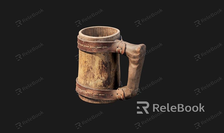 Ancient Wooden Water Cup model