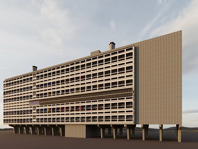 Modern Multi Story School Building With Large Windows And Concrete Exterior 3d model