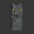 Blue Wheeled Military Tank With Top Mounted Gun And Armored Exterior Design