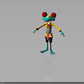 Animated Frog Character With Red Large Eyes Blue Body Yellow Top And Red Shorts