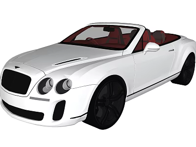 White Convertible Sports Car Featuring Red Interior And Black Wheels Design 3d model