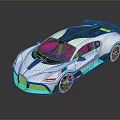White And Blue Modern Luxury Sports Car With Sleek Design And Rear Spoiler