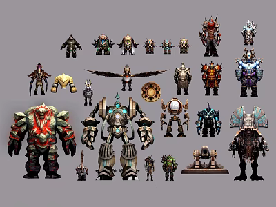 Diverse Game And Movie Characters Featuring Various Armor Robot And Monster Designs 3d model