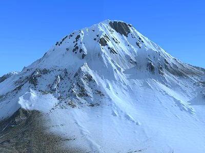 Serene Garden Landscape With Snowy Mountain Peaks And Natural Scenery 3d model