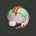 White Helmet with Red and Yellow Stripes Modern Sporty Protective Headgear Design