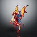Colorful Mythical Dragon Creature With Vibrant Wings And Detailed Scales