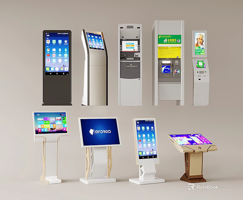 Public Facilities Self Service Touchscreen Kiosks And Interactive Information Terminals 3d model 