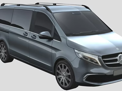 Silver Mercedes MPV With Roof Rack Sleek Body And Dark Tinted Windows 3d model