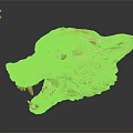 Golden Wolf Head Sculpture Featuring Detailed Texture Open Mouth And Shiny Finish