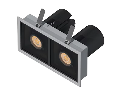 Modern Recessed Double Headed Square Design Spotlights With Metal Housing And Warm Light 3d model
