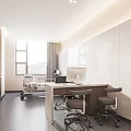Hospital Outpatient Clinic Modern Interior White Walls Wooden Cabinets Desk Computer Chair Bright Window Light