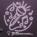 Neon Lighting Combination with Microphone Music Notes and Stars Design for Decorative Ambiance