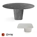 Modern Minimalist Gray Concrete Dining Tables Round Square Smooth Surface Design 3d model