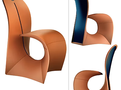 Modern Stylish Single Chair With Curved Leather Upholstery And Ergonomic Design 3d model