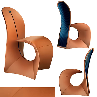 Modern Stylish Single Chair With Curved Leather Upholstery And Ergonomic Design 3d model