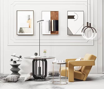 Modern Single Sofa Lazy Sofa Chair Side Table Combination 3d model