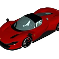 Red Supercar with Sleek Aerodynamic Design Sporty Wheels and Black Roof Accents