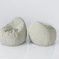 Two Light Gray Woven Fabric Bean Bag Chairs Modern Minimalist Living Room
