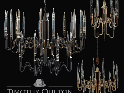 Elegant Artistic Chandelier by Timothy Oulton With Multiple Spiral Arms And Metallic Finish 3d model