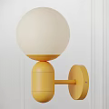 Light Blue Modern Wall Lamp With White Spherical Shade Mounted On White Wall 3d model