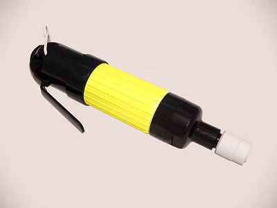 Black And Yellow Pneumatic Tool With Ergonomic Grip And White Connector 3d model