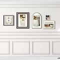 Modern White Wall Interior With Framed Artworks And Floor Lamp Decor