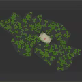 Green Clover Shapes Surrounding White Small Square on Gray Background