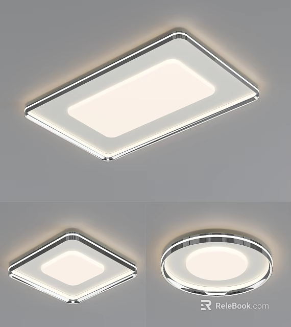 Modern Ceiling Lights In Square Round Shapes With Bright Illumination 3d model 