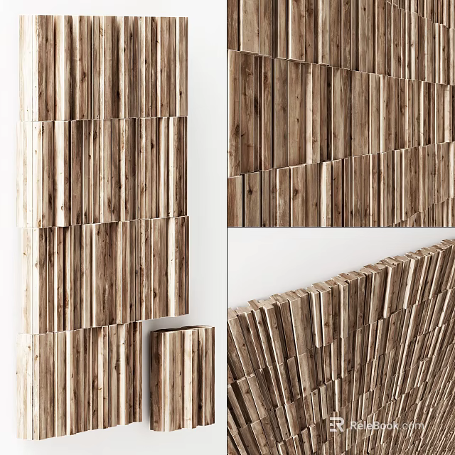 Natural Wood Wall Panel Design For Modern Interior With Textured Installation Details 3d model 