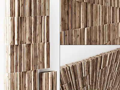Natural Wood Wall Panel Design For Modern Interior With Textured Installation Details 3d model