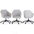 Gray Velvet Upholstered Office Chair With Ribbed Backrest And Five Star Black Caster Base