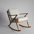 Modern Leisure Rocking Chair With Leather Upholstered Seat And Wooden Frame