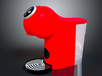 Red Coffee Machine With Digital Display Transparent Section Black Base And White Spiral Pattern 3d model