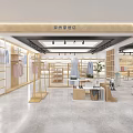 Modern Bright Clothing Store Interior With Hanging Clothes Wooden Shelves And Display Racks