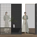 Modern partition glass screen partition 3d model