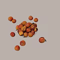 Fresh Ripe Juicy Peaches in Glass Plate with Some Scattered Around