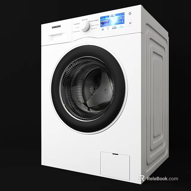 Modern Samsung Washing Machine With White Exterior And Digital Control Panel 3d model 